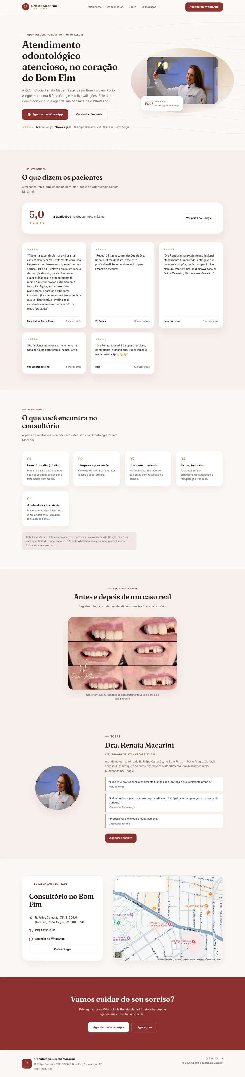 Site Odontologia Renata Macarini na versão para computador